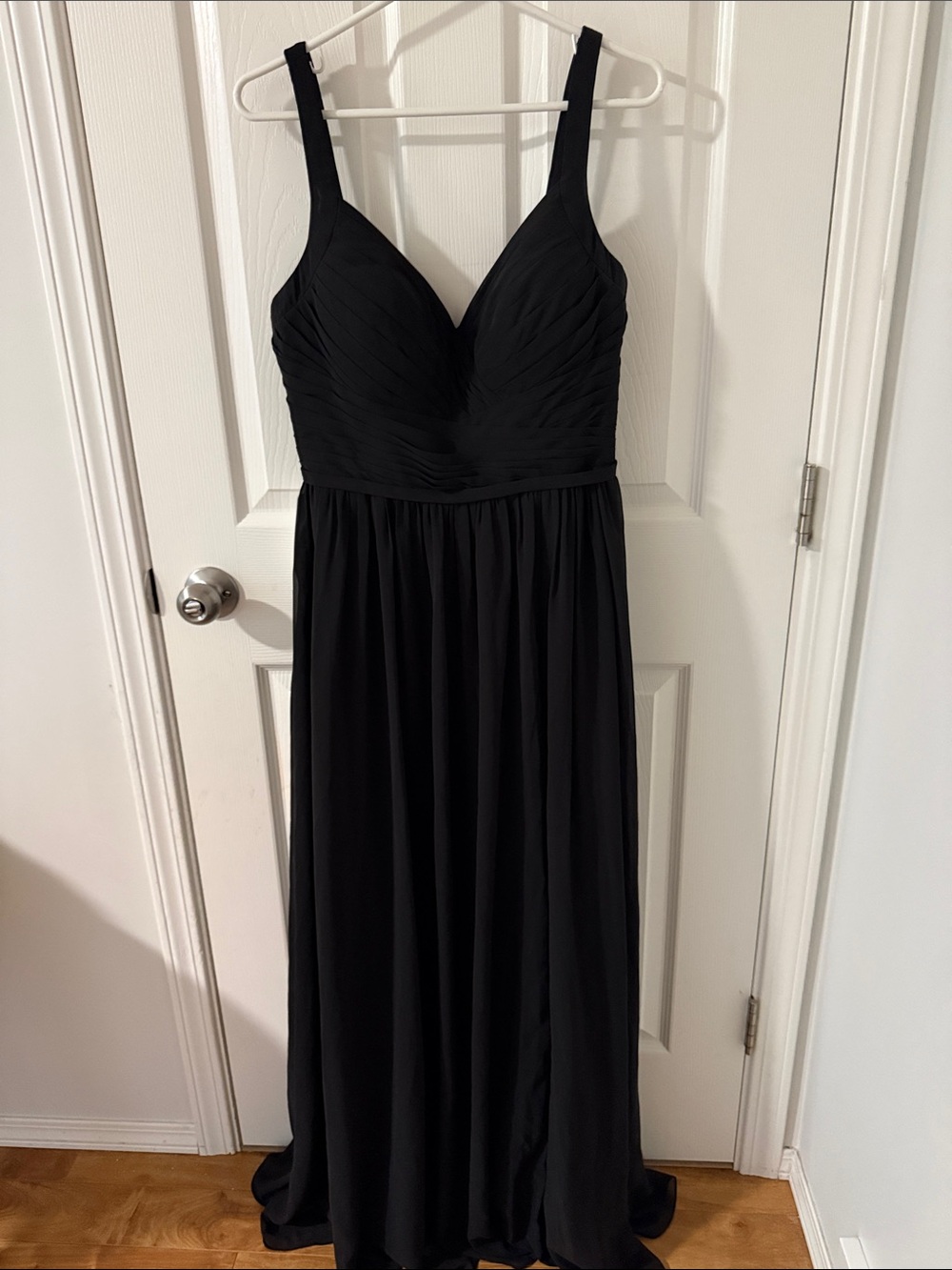 Azazie Black Ruched V-Neck Maxi Dress